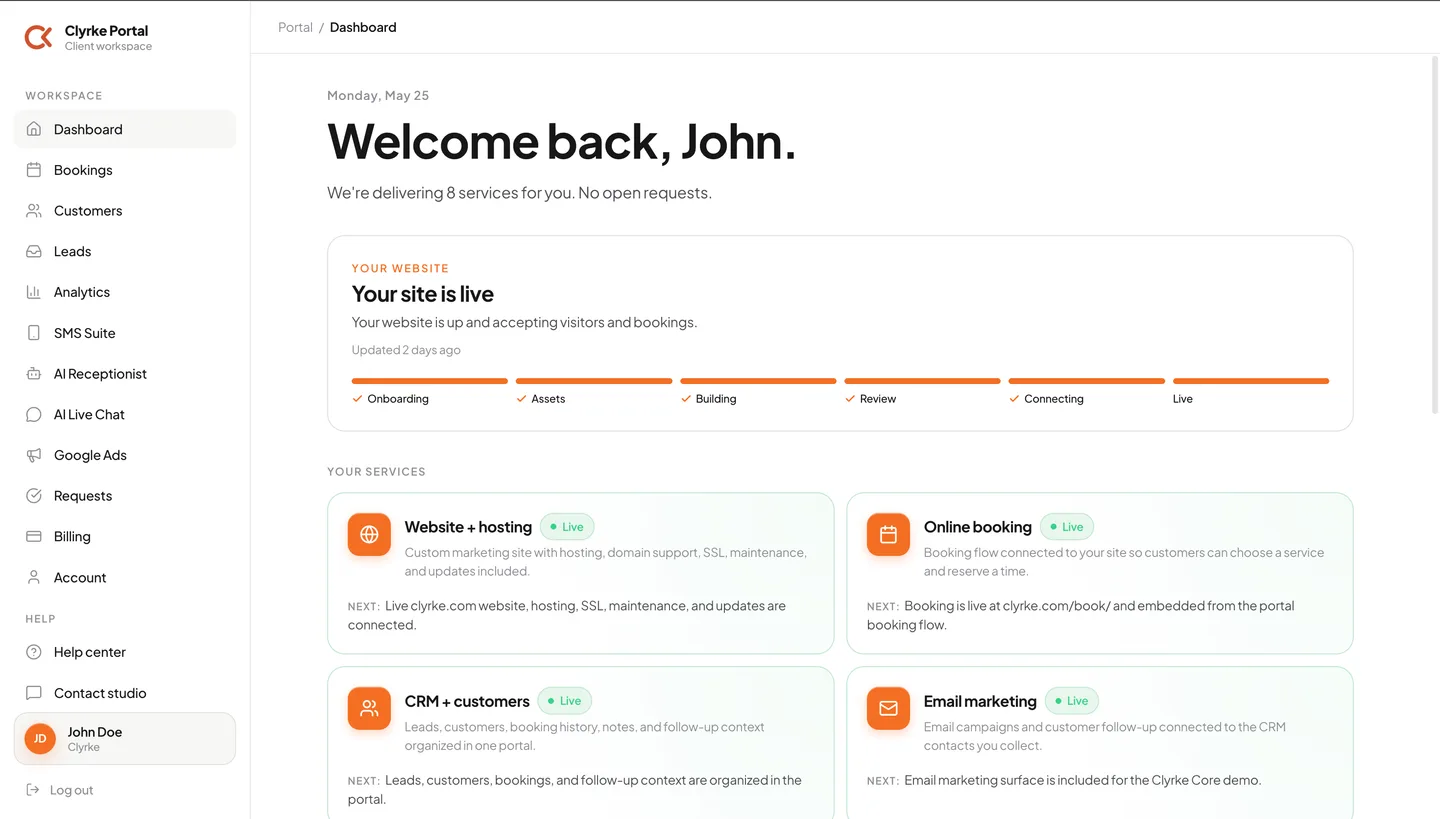 Clyrke client portal dashboard